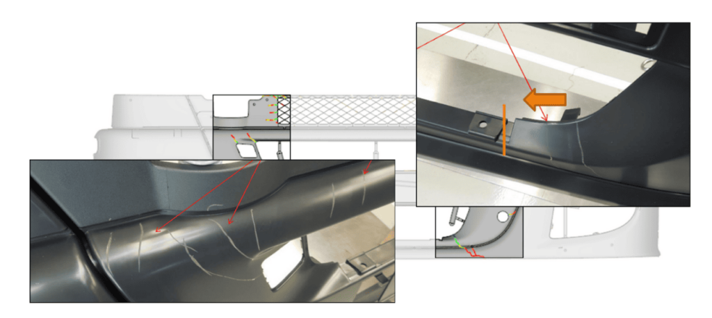 Líneas de unión visibles mediante inyección convencional
